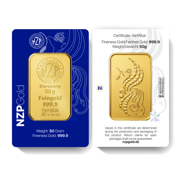 Goldbarren 50 Gramm NZP