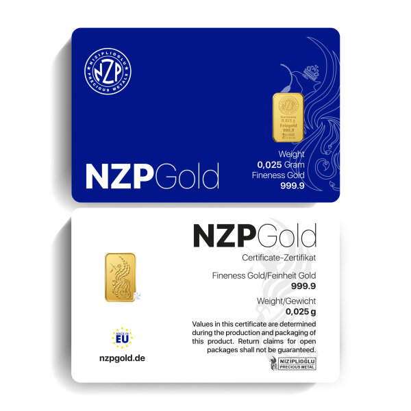 Goldbarren 0.025 Gramm NZP